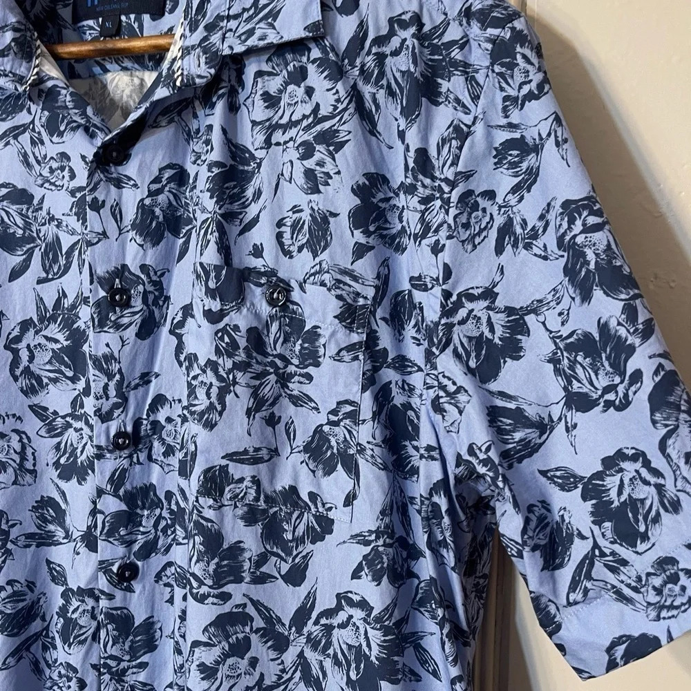 Haspel Clio Light Blue Tonal Floral Button Down Short Sleeve Shirt New Orleans‎ - Picture 5 of 9